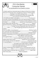 Προεπισκόπηση - Φύλλα εργασίας - Fill in the Blanks - Computer Games - Σελίδα 1