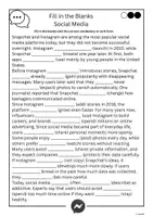 Προεπισκόπηση - Φύλλα εργασίας - Fill in the Blanks - Social Media - Σελίδα 1