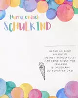 Vorschau - Mal- und Bastelvorlagen - Hurra endlich Schulkind bunt - Deckblatt