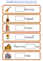Vista previa - Tarjetas / Manipulativos - LETRAS GE, GI, GUE, GUI, QUE Y QUI - página 2