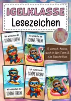 Vorschau - Anderer Materialtyp - Feriengrüße Igel Igelkasse Lesezeichen Sommer - Deckblatt