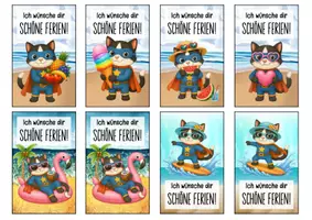 Vorschau - Anderer Materialtyp - Feriengrüße Katze Katzenklasse Lesezeichen Sommer - Seite 1