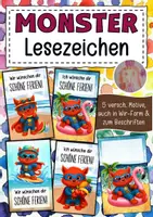 Vorschau - Anderer Materialtyp - Feriengrüße Monster Monsterklasse Lesezeichen Sommer - Deckblatt