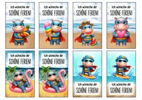 Vorschau - Anderer Materialtyp - Feriengrüße Nilpferdklasse Lesezeichen Sommer - Seite 1