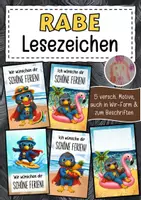 Vorschau - Anderer Materialtyp - Feriengrüße Rabe Rabenklasse Lesezeichen Sommer - Deckblatt