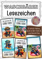 Vorschau - Anderer Materialtyp - Feriengrüße Waschbärenklasse Lesezeichen Sommer - Deckblatt