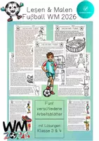 Vorschau - Arbeitsblätter - Lies-Mal-Blätter Fußball WM 2026 - Lesen und Malen - Weltmeisterschaft - Deckblatt