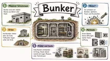 Vorschau - Arbeitsblätter - AB mit Fragen zum Thema "Bunker" + Lösungsblatt + Mindmap + Infografik - Seite 1