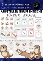 Vorschau - Stationenlernen - Gruppentisch-Aufsteller Otter | Schilder Stationenarbeit Otterklasse - Deckblatt