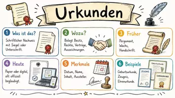 Vorschau - Arbeitsblätter - Arbeitsblätter "Urkunden" + Lösung & MP3 + Mindmap + Infografiken - Seite 1