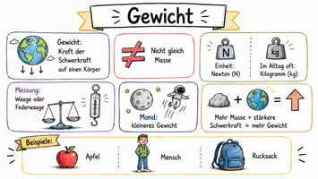 Vorschau - Arbeitsblätter - AB mit Fragen zum Thema "Gewicht" + Lösungsblatt + Infografik - Seite 1
