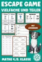 Vorschau - Arbeitsblätter - Vielfache und Teiler Escape Game Mathe 4. Klasse 5. Klasse - Deckblatt