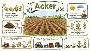 Vorschau - Arbeitsblätter - AB mit Fragen zum Thema "Acker" + Lösungsblatt + Infografik - Seite 1