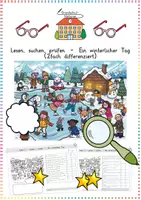 Vorschau - Arbeitsblätter - Winter & Schnee: Lesen, suchen, prüfen (Wimmelbild & Leseförderung / 2-fach diff.) - Deutsch - Kl. 2 - Deckblatt