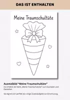 Vorschau - Mal- und Bastelvorlagen - Ausmalbild Einschulung Klasse 1 | Ausmalen kostenlos | Schulanfang Grundschule - Seite 1