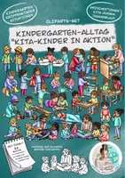 Vorschau - Arbeitsblätter - Cliparts-Set "Kita-Kinder in Aktion" / Kindergarten Alltag - Deckblatt