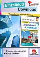 Vorschau - Arbeitsblätter - Unternehmen & Arbeitswelt - Unternehmensformen & Rechtsformen | Wirtschaft Klasse 8-10 Sekundarstufe | GmbH, OHG, BGB, Genossenschaft | Arbeitsblätter Kopiervorlagen, Freiarbeit mit Lösungen - Deckblatt