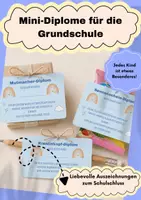 Vorschau - Mal- und Bastelvorlagen - Mini-Diplome für Grundschüler zum Schuljahresende - Deckblatt