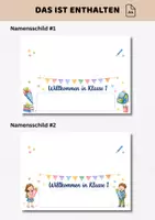 Vorschau - Arbeitsblätter - Namensschilder Einschulung | Klasse 1 Schulanfang | Kennenlerntag 1 Schultag Einschulung | PDF & Canva-Link - Seite 2