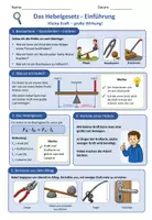 Vorschau - Unterrichtsreihen - Hebelgesetz - Physik Sek I - Arbeitsblätter inkl. Lösungen - Deckblatt