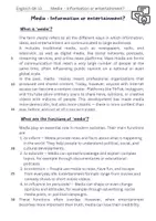 Vorschau - Arbeitsblätter - Media - Information or entertainment? - Deckblatt
