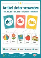 Vorschau - Arbeitsblätter - Artikel sicher verwenden: der, die, das, ein, eine und die Nullartikel - Deckblatt