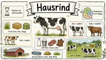 Vorschau - Arbeitsblätter - Arbeitsblätter zum Thema "Hausrind" + Lösung & MP3 + Mindmap + Infografik - Seite 1
