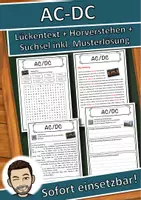 Vorschau - Unterrichtsreihen - AC/DC Lückentext mit Wortspeicher und Suchsel inkl. Musterlösung - Deckblatt