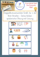 Vorschau - Spiele - Doppelkonsonanten - Klasse 3-5 - Bild-Streifen, Sätze schreiben - Deckblatt