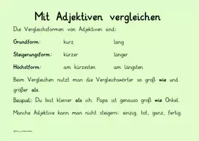 Vorschau - Poster - Merkplakat Adjektive : Vergleichsstufen von Adjektiven, Adjektive steigern - Deckblatt