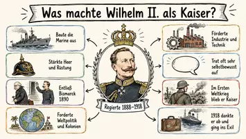 Vorschau - Arbeitsblätter - Arbeitsblätter "Was machte Wilhelm der Zweite als Kaiser?" + Lösung & MP3 + Mindmap + Infografik - Seite 1