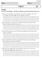 Vorschau - Arbeitsblätter - Textaufgaben: Fußball / Mathematik - Seite 1