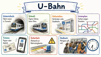 Vorschau - Arbeitsblätter - Arbeitsblätter zum Thema "U-Bahn" + Lösung & MP3 + Mindmap + Infografik - Seite 1