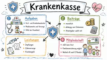 Vorschau - Arbeitsblätter - Arbeitsblätter zum Thema "Krankenkasse" + Lösung & MP3 + Mindmap + Infografiken - Seite 1