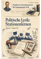Vorschau - Arbeitsblätter - Politische Lyrik Klasse 9-10: Stationenlernen Deutsch - Deckblatt