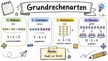 Vorschau - Arbeitsblätter - AB mit Fragen zum Thema "Grundrechenarten" + Lösungsblatt + Infografik - Seite 3