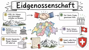 Vorschau - Arbeitsblätter - Arbeitsblatt "Eidgenossenschaft" + Onlineübung & MP3 + Infografik - Seite 1
