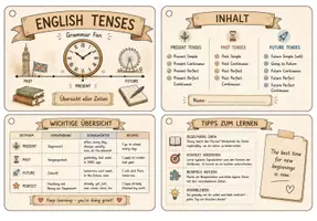Vorschau - Stationenlernen - Tenses Fächer - Englisch Zeiten Fächer - Seite 2