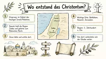 Vorschau - Arbeitsblätter - Arbeitsblätter zum Thema "In welchem Land entstand das Christentum?" + Lösung & MP3 + Mindmap + Infografik - Seite 1