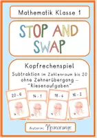 Vorschau - Spiele - Stop and Swap - Subtraktion ZR 20 ohne Zehnerübergang - Kopfrechenspiel - Deckblatt