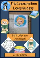 Vorschau - Mal- und Bastelvorlagen - Lesezeichen Löwe – Klassentier Löwenklasse | Ecklesezeichen Ausmalen & Basteln - Deckblatt