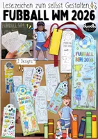 Vorschau - Mal- und Bastelvorlagen - Fußball WM 2026 – Lesezeichen Ausmalen Grundschule - Deckblatt