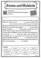 Vorschau - Unterrichtsreihen - Atome und Moleküle Lückentext mit Wortspeicher Hörverstehen und Suchsel - Seite 1