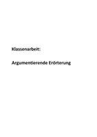 Vorschau - Klassenarbeiten - Klassenarbeit Argumentieren - Erörtern Influencer (Social Media) - Deckblatt