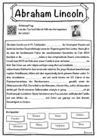 Vorschau - Unterrichtsreihen - Abraham Lincoln Lückentext mit Wortspeicher Hörverstehen und Suchsel - Seite 1