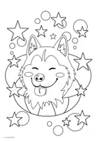 Vorschau - Mal- und Bastelvorlagen - Husky-Mandala zum Ausmalen 002 – Kostenloses Ausmalbild für Hundefans 🐺 - Seite 1