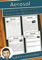 Vorschau - Unterrichtsreihen - Aerosol Lückentext mit Wortspeicher Hörverstehen und Suchsel - Deckblatt