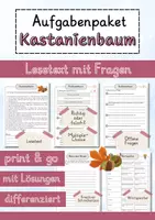 Vorschau - Arbeitsblätter - Kastanienbaum Lesetext einfach verständlich mit Aufgaben + Lösungen und Wortspeicher Leseverstehen - Deckblatt