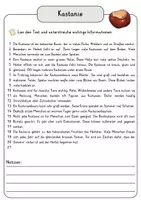 Vorschau - Arbeitsblätter - Kastanie Lesetext einfach verständlich mit Aufgaben + Lösungen und Wortspeicher Leseverstehen - Seite 3