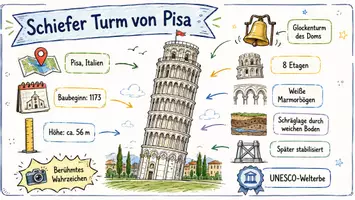 Vorschau - Arbeitsblätter - AB mit Fragen zum Thema "Schiefer Turm von Pisa" + Lösungsblatt + Infografik - Seite 1